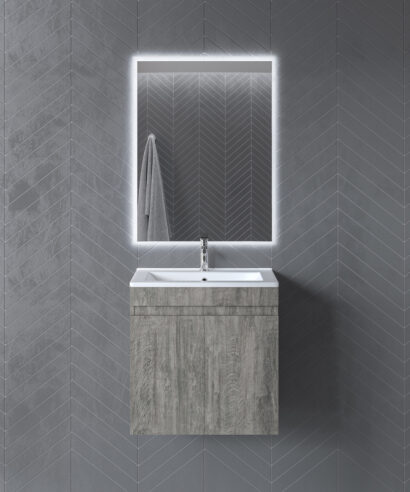 Έπιπλο Μπάνιου LYDIA 183 Σταχτί με καθρέπτη Led 9SLY060BE183 Πάγκο 57x44x57cm