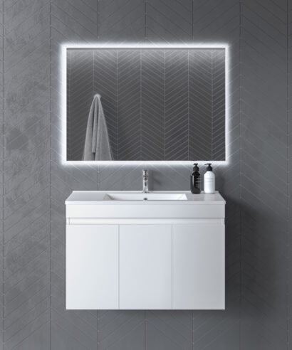 Έπιπλο Μπάνιου LYDIA 180 Λευκό με καθρέπτη LED 9SLY090GL180 Πάγκο 87x44x60cm