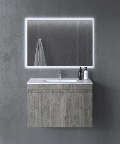 Έπιπλο Μπάνιου LYDIA 180 Σταχτί με καθρέπτη LED 9SLY090BE180 Πάγκο 87x44x60cm