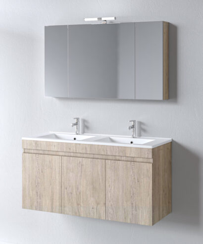 Σετ Έπιπλο Μπάνιου OMEGA BEIGE OAK 120 9SOM120BODW Πάγκο 120x46x60 με δύο γούρνες