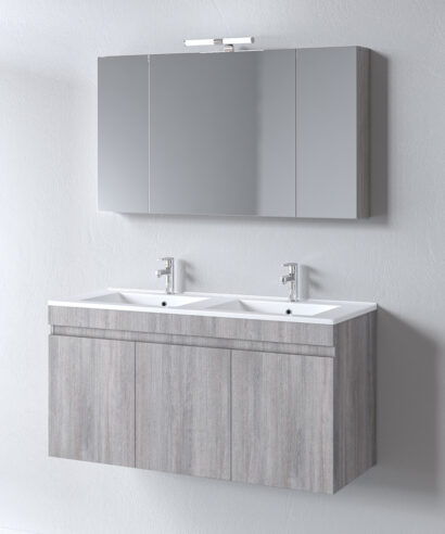 Σετ Έπιπλο Μπάνιου OMEGA GREY OAK 120 9SOM120GODW Πάγκο 120x46x60 με δύο γούρνες