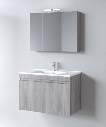 Σετ Έπιπλο Μπάνιου OMEGA GREY OAK 120 9SOM120GOW Πάγκο 120x46x60 με μια γούρνα