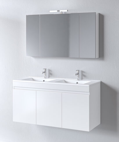 Σετ Έπιπλο Μπάνιου OMEGA WHITE 120 9SOM120GLDW Πάγκο 120x46x60 με δύο γούρνες