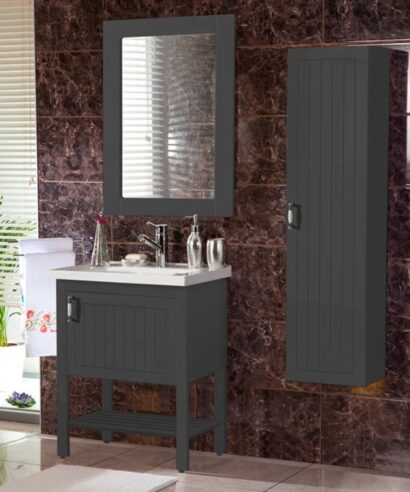 Σετ Έπιπλο Μπάνιου OREO CARBON 60 MDF 18mm Λάκα 9SOR060CARB Πάγκο 60x45x82