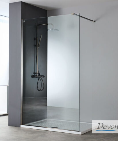 IWIS WALK-IN 137-139 εκ. DEVON CLEAN-GLASS PVD INOX BLACK BRUSHED
