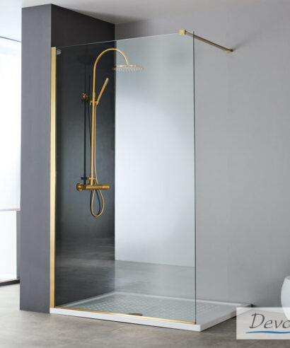 IWIS WALK-IN 137-139 εκ. DEVON CLEAN-GLASS PVD INOX GOLD BRUSHED