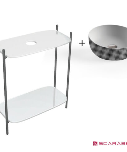 ΕΠΙΠΛΟ DIVA WHITE 75 εκ. + ΝΙΠΤΗΡΑΣ GLAM Φ39 εκ. POIS BLACK