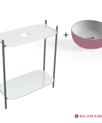 ΕΠΙΠΛΟ DIVA WHITE 75 εκ. + ΝΙΠΤΗΡΑΣ GLAM Φ39 εκ. POIS PINK