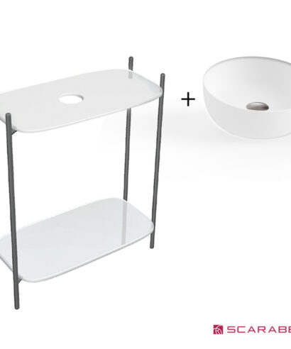 ΕΠΙΠΛΟ DIVA WHITE 75 εκ. + ΝΙΠΤΗΡΑΣ GLAM Φ39 εκ. WHITE