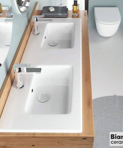 ΝΙΠΤΗΡΑΣ ΔΙΠΛΟΣ FLAT 121,6x46 (2 οπές) BIANCO CERAMICA WHITE