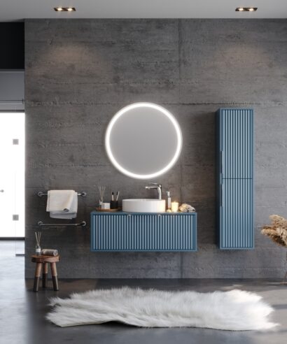 Σετ Έπιπλο Μπάνιου HOLE Μπλε MDF 18mm Λάκα 100 9SHOL100BLSM