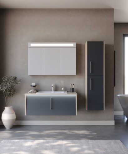 Σετ Έπιπλο Μπάνιου INTENSE Ανθρακί MDF 18mm Λάκα 100 9SINT100BSANM
