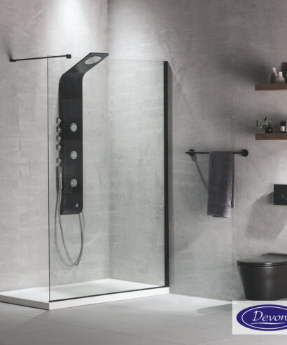 IWIS WALK-IN 67-69 εκ. DEVON CLEAN-GLASS BLACK MATT