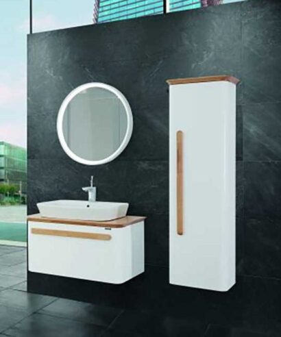 Σετ Έπιπλο Μπάνιου SENSIO Λευκό MDF 18mm Λάκα 86 NEW Πάγκο 86x47x48 9SSE086WHR με ενσωματωμένο LED φωτισμό