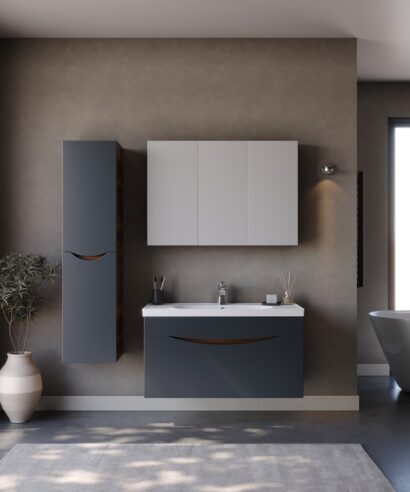 Σετ Έπιπλο Μπάνιου SMILE Ανθρακί / Barok MDF 18mm Λάκα 100 9SSMI100ABM