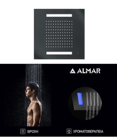 ΚΕΦΑΛΗ ΟΡΟΦ.TEMPTATION 30x30 ΧΡΩΜΑΤ/ΠΕΙΑ ALMAR INOX PVD BLACK BRUSHED