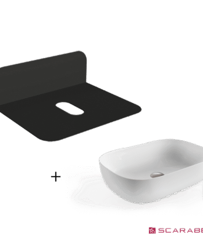 ΕΠΙΠΛΟ PLANA BLACK 60 εκ. + ΝΙΠΤΗΡΑΣ GLAM 56 x 39 εκ. WHITE